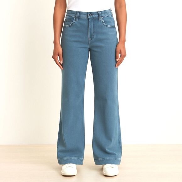 GAP 1969 Women’s Blue High Rise Trouser Jeans Size 30/10 Wide Leg Flare - Picture 1 of 11